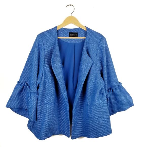 Eloquii Women's Open Front Bell Ruffle Sleeve Blazer Size 28 - Picture 2 of 8